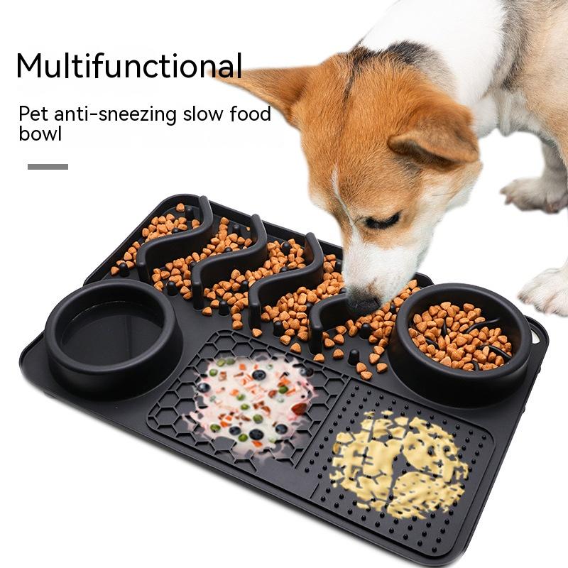 CalmCamp dog lick mat and slow feeding mat in use